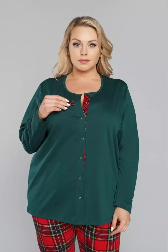 Zorza női pizsama hosszú ujjú, nadrágos olasz divat - piros/print