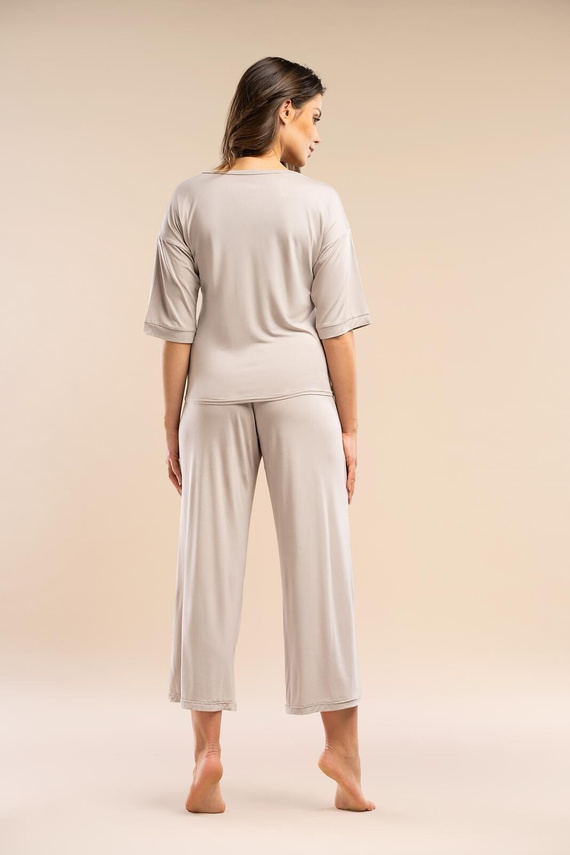 Női pizsama MK34 Only You bézs Belle Reverie - viszkóz, rövid ujjú, könnyű és érzéki