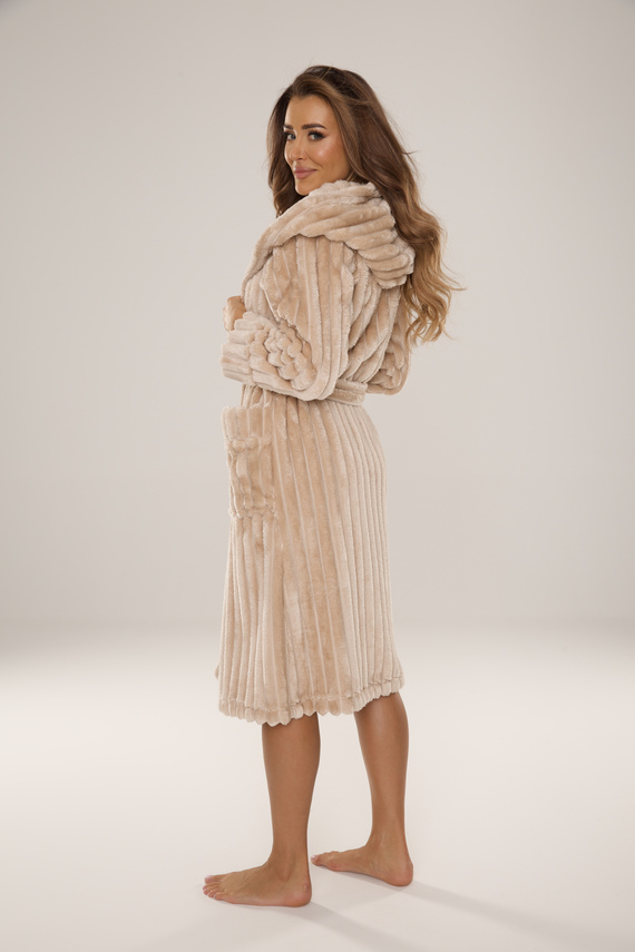 887 Sutton Női De Lafense kapucnis fürdőköpeny - meleg, puha, puha, puha, homokos