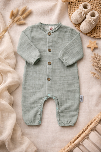 Just Muslin pizsama 02235BSM Makoma menta - könnyű, légáteresztő, 100% pamut