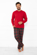 Férfi hosszú pizsama - piros