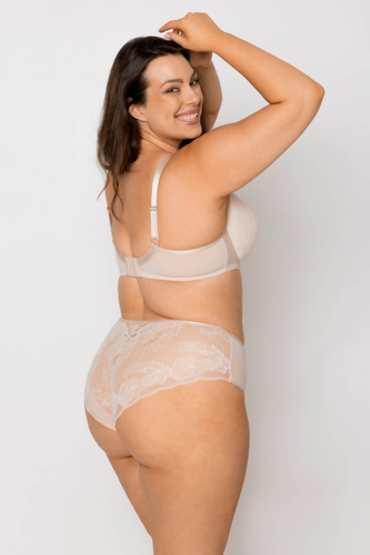 Mediolano Amelia 19201 Beige – női magas derekú bugyi csipkéből és tüllből
