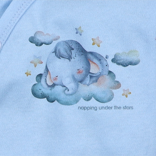 ABN-5603 Nini Little Dreamers borítékos bodysuit bio pamutból csecsemőknek kék - nikkelmentes rögzítőelemek, 100% biztonság