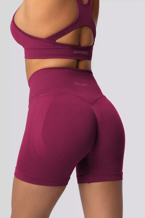 Spaio PUSH-UP PRO alakformáló varrás nélküli női rövidnadrág magas derék red wine