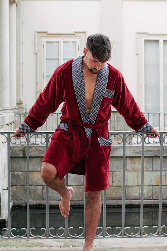 772 Bonjour férfi forex fürdőköpeny - gesztenyebarna színben