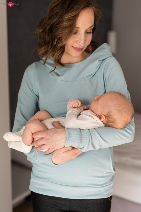 Milk Please bluza do karmienia Milk&Love z kapturem miętowy