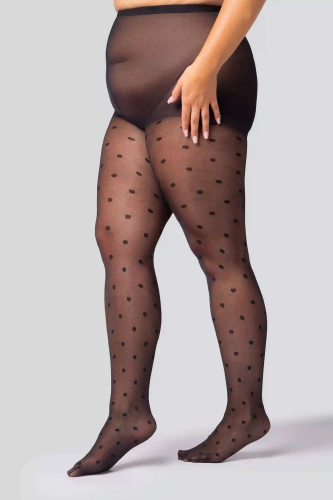 Pöttyös harisnyanadrág Mona Queen Size 30 den - pöttyös, félig matt, elegáns