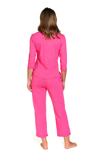 Doctor Nap női pizsama 7356 - pamut szett ¾ lábszárral - pünkösdi rózsaszínű