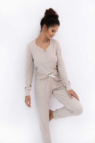 Calliope Sensis női pizsama - hosszú, virágos, gombokkal