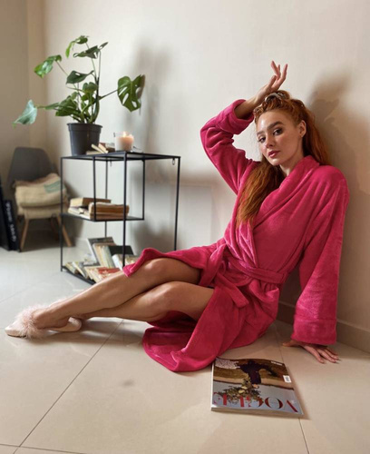 628 Abigail Long Forex női fürdőköpeny - málna