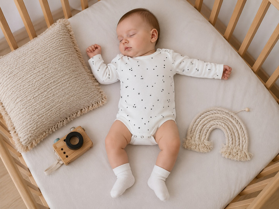 Mamatti BD16226 baba hosszú ujjú body, pamut, csillagmintás