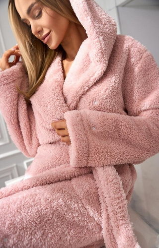 2559 Liv L&L női fürdőköpeny kapucnival púderrózsaszín - rövid és kényelmes