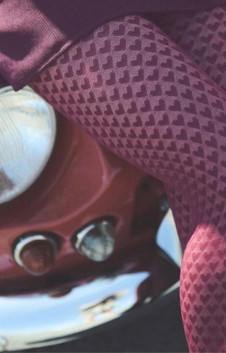 1233 Cherie harisnyanadrág Gabriella 60 den bordó - szív minta, 3D