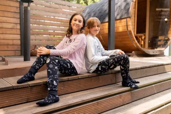 Umbra Lány pizsama, hosszú ujjú és nadrág Olasz divat - lazac/print