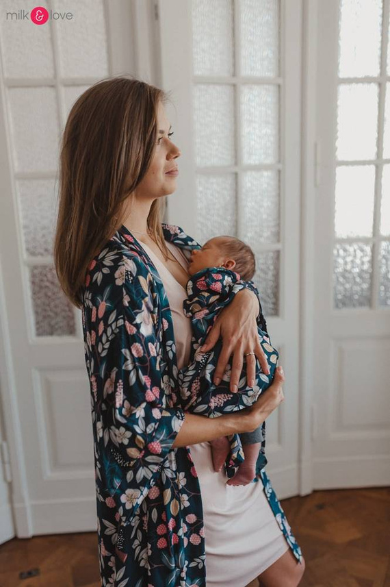 Moon bambusowa koszula nocna ciążowa i do karmienia Milk&Love eukaliptus