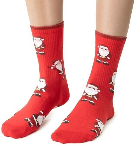 ART.136 Női karácsonyi zokni Steven piros 140- pamut, meleg, téli minta