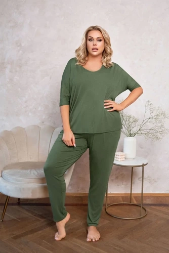 Paramo női rövid ujjú szett, hossza. nadrág Italian Fashion - khaki