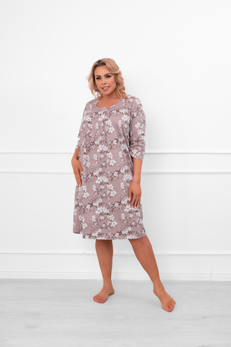 Női hálóing Oshima pamut 3/4 ujjú és virágmintás olasz divat