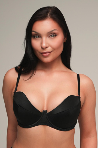 Push Up Bra 2202 Ava - fekete mikroszálas melltartó kivehető betétekkel