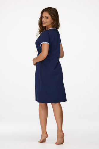 nincs. 36 Terhességi hálóing Senizo tengerészkék - 100% pamut, csipke, rövid ujjú, szoptatáshoz, szoptatáshoz