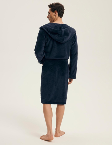 Henderson férfi fürdőköpeny 43374 Naps navy- kapucni, meleg kötés, kényelem és elegancia