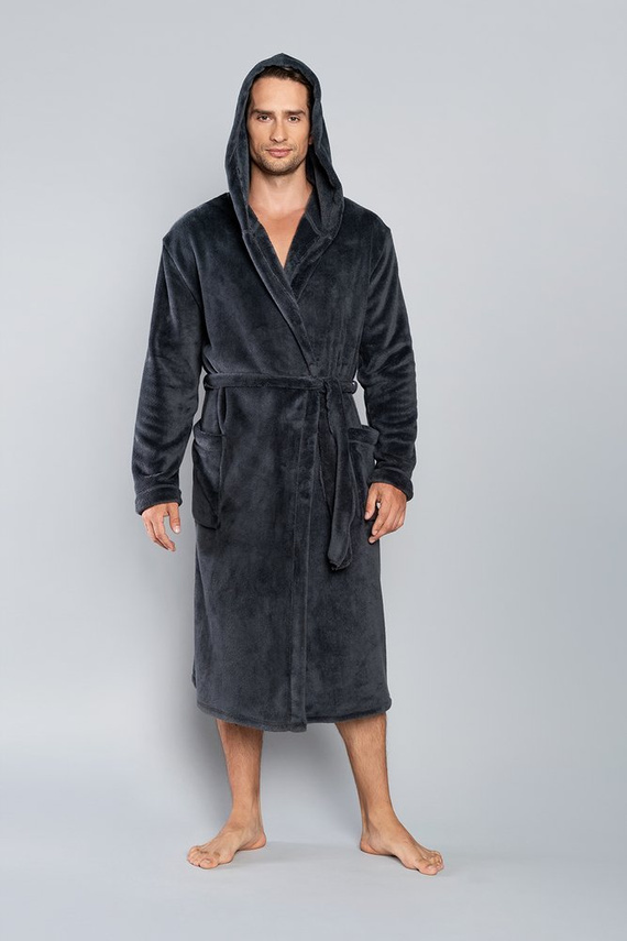Mimas Férfi fürdőköpeny kapucnival olasz divat - grafit