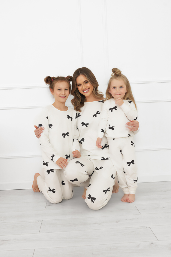 Figaro lány pizsama - ekrü, pamut, hosszú ujjú és nadrágos Olasz divat