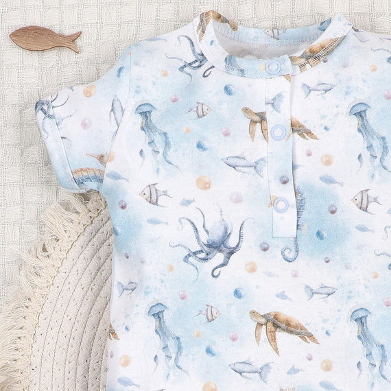 ABN-5452 Sea Of Joy Nini bébi rámpa - organikus pamut, kényelmes nyomógombokkal