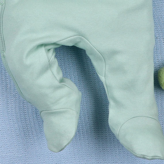 ABN-5568 Dino Explorer Nini baba pizsama menta | organikus pamut, nyomógombos záródással