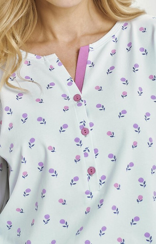 3446 Yolanda Taro női pizsama kék - viszkóz póló 7/8, pamut nadrág