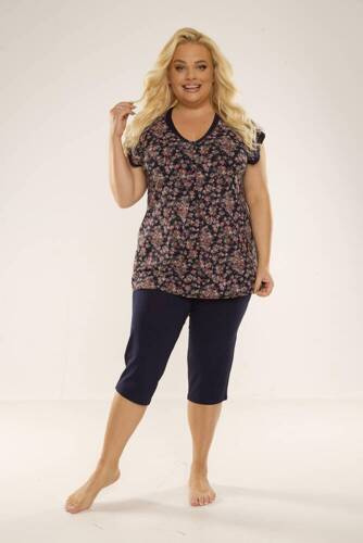 489/491 Mia női plus size pizsama Forex - tengerészkék