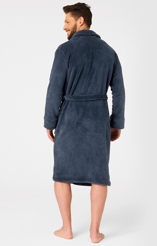 MGL 255 B25 Férfi fürdőköpeny tengerészkék - klasszikus, puha, derékban megkötve