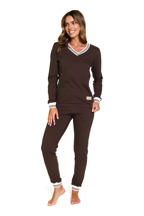 Doctor Nap 4504 - Női bordázott pamut pizsama - mindennapi stílus és kényelem - brownie