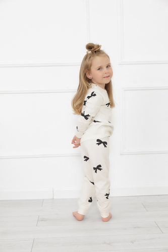 Figaro lány pizsama - ekrü, pamut, hosszú ujjú és nadrágos Olasz divat