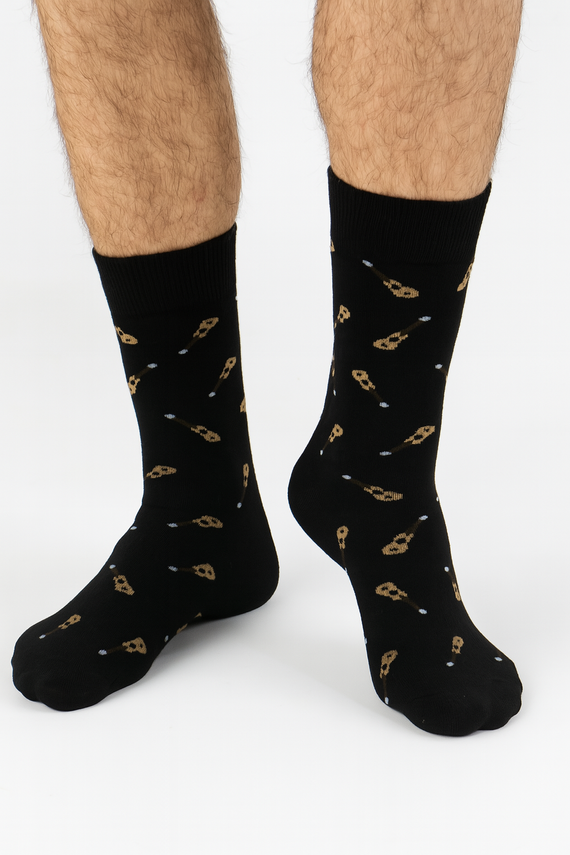 Férfi zokni Milena Avangard 0125-122 - Small Guitars | Pamut, nem nyomott pánt, lengyel gyártmány - fekete