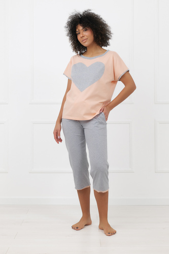 Sabrina Italian Fashion női pizsama 100% pamut – rövid ujj, 3/4 nadrág