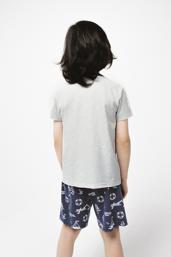 Kastos fiú rövid ujjú pizsama, nadrág Italian Fashion - világos melange