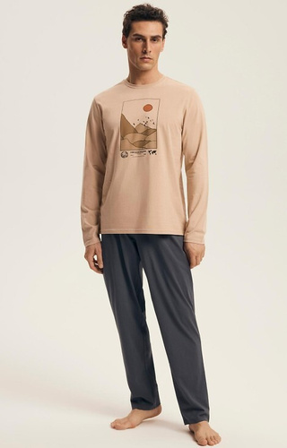 43474 Luro Henderson Core férfi pizsama - pamut, nyomtatott felső, hosszúság. nadrág