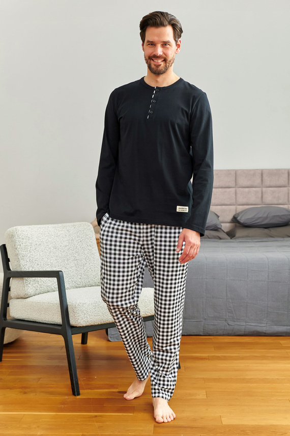 7369 Doctor Nap Férfi pamut pizsama - klasszikus szabás és természetes kényelem minden esti szórakozáshoz