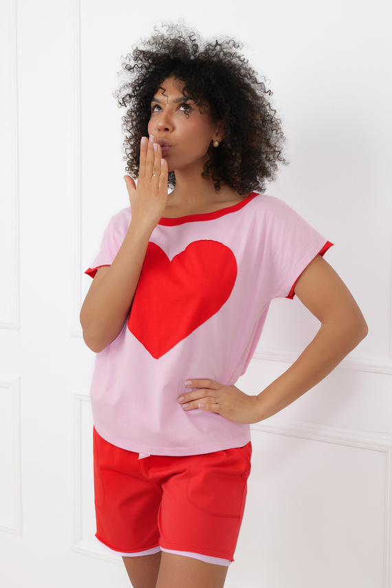 Sabrina Italian Fashion női pizsama 100% pamut – rövid ujj, rövidnadrág