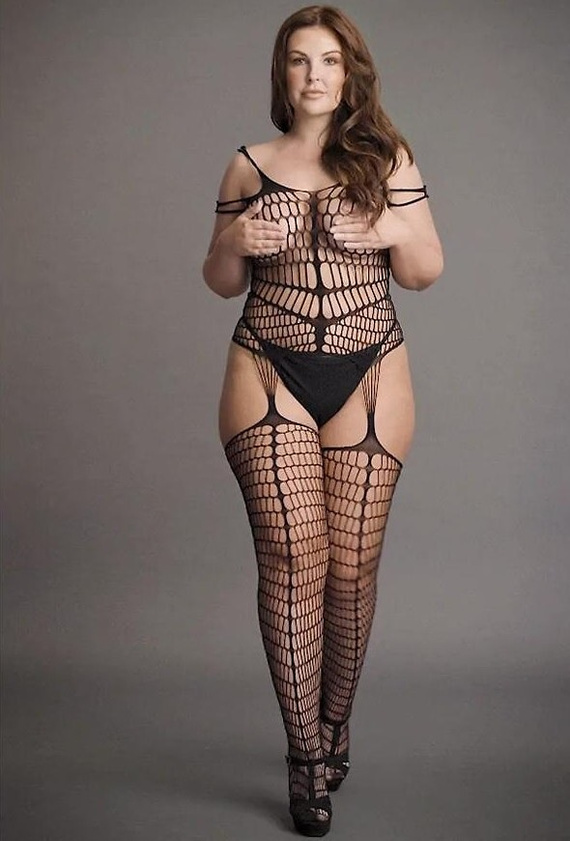 Bodystocking DES021 Le Désir plus size érzéki hálós body