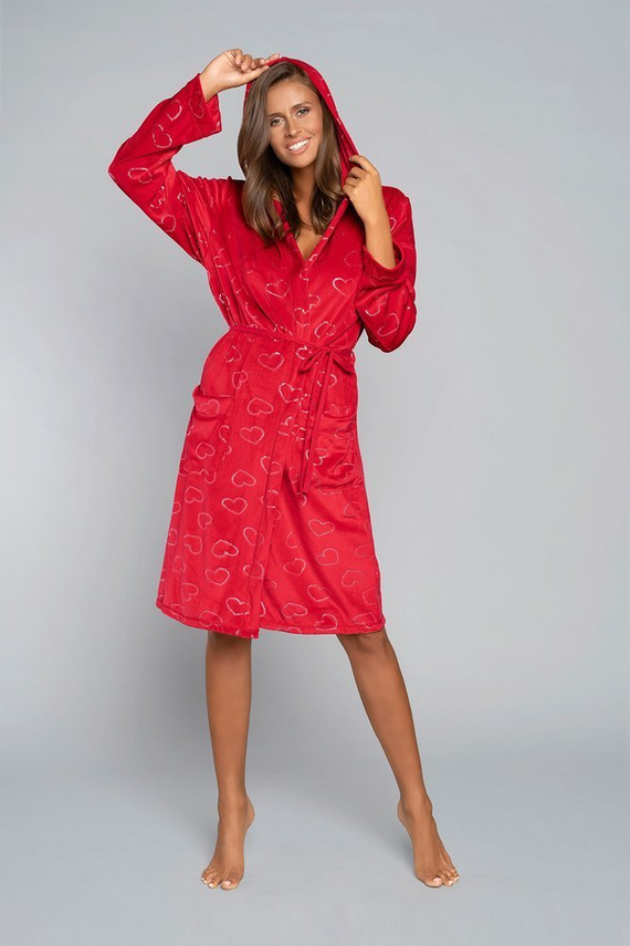 Elixir Női fürdőköpeny zsebekkel Italian Fashion - piros/print