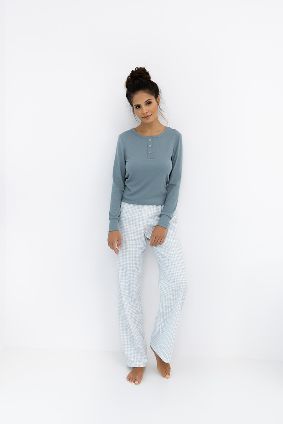 Janelle Sensis - Női pizsama hosszú ujjú, kockás nadrággal