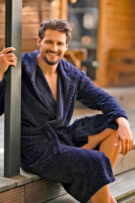 Zygmunt Férfi fürdőköpeny kapucnival Italian Fashion - tengerészkék