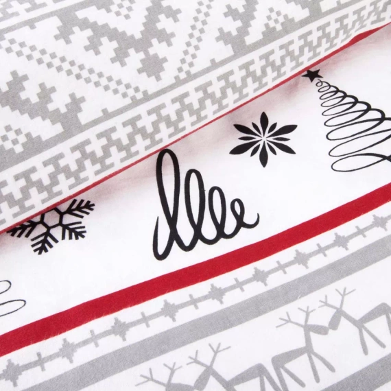 31514/1 Karácsonyi flanel ágynemű Flanelove Darymex szürke piros- készlet 100% pamut, meleg és puha