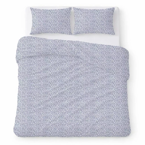 Pamut krepp ágyneműhuzat garnitúra légáteresztő könnyű kezelés white with navy blue flowers