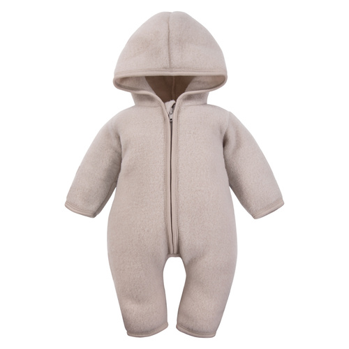 Eevi merinó gyapjú bébi overall - bézs, puha és lélegző