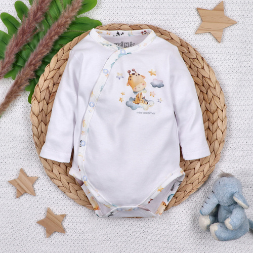 ABN-5602 Nini Little Dreamers borítékos bodysuit bio pamutból csecsemőknek - nikkelmentes záróelemek, 100%-os biztonsággal
