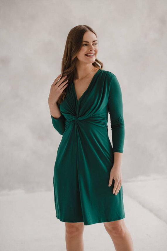 Loop Sukienka ciążowa i do karmienia rękaw 7/8 Milk&Love butelkowa zieleń