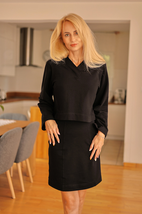 Dallas - női szett: ruha + blúz, 95% pamut 5% elasztán | lengyel márka Mirale - fekete